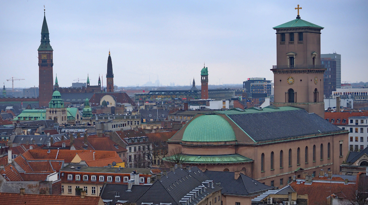 Luftfoto af Vor Frue Kirke i København
